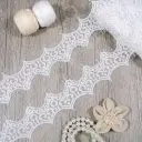 Vintage-inspired Scalloped Chantilly Lace with Double Eyelash Fringe