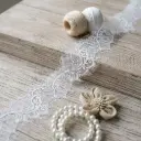 Rose Floral Scalloped Chantilly Lace with Double Eyelash Fringe