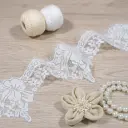 Asymmetric Scalloped Border Rose Chantilly Lace with Eyelash Fringe