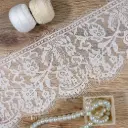 Elegant Rose Floral Chantilly Lace with Double Eyelash Fringe