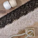 Vintage Floral & Paisley Border Chantilly Lace with Double Eyelash Fringe