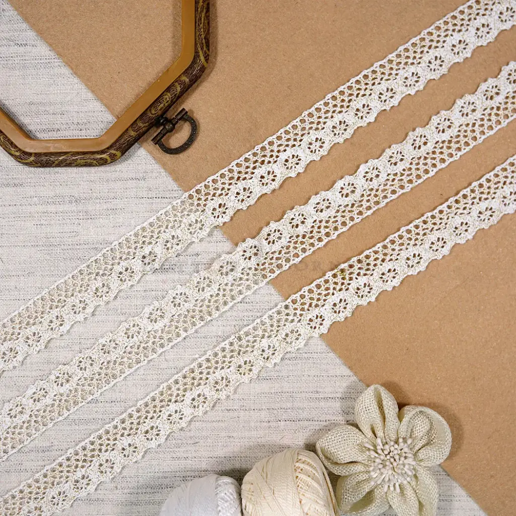 One Side Border Metallic Yarn Crochet Lace