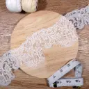 Textured Leaf ScrollWork Tulle Border Embroidery Net Lace