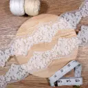 Symmetric Wave Border, Leaf Motif Pattern Embroidery Net Lace