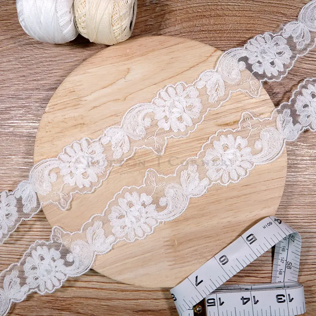 Ornate Baroque Style Floral Embroidery Net Lace