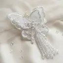 4.75 Inch Organza 3D Butterfly Tassel with Sequence Border & Hanging Beads