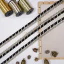 Diagonally Sequenced, Chain-Style Fancy Lace with Metallic Cord Edge
