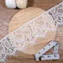 Floral French Chantilly Lace with Eyelash Fringe Edge
