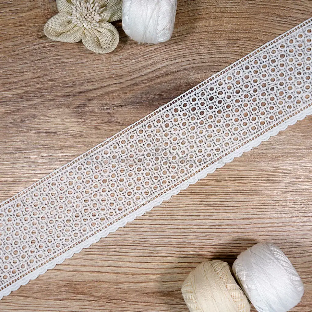 Geometric Grid Pattern with Circular Cutouts Shuttle Lace