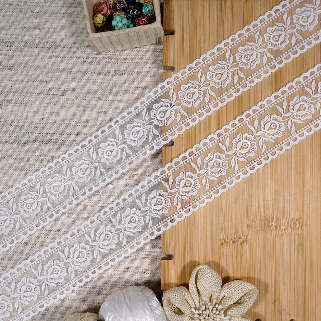 Double Side Border Net Lace with Flower Pattern