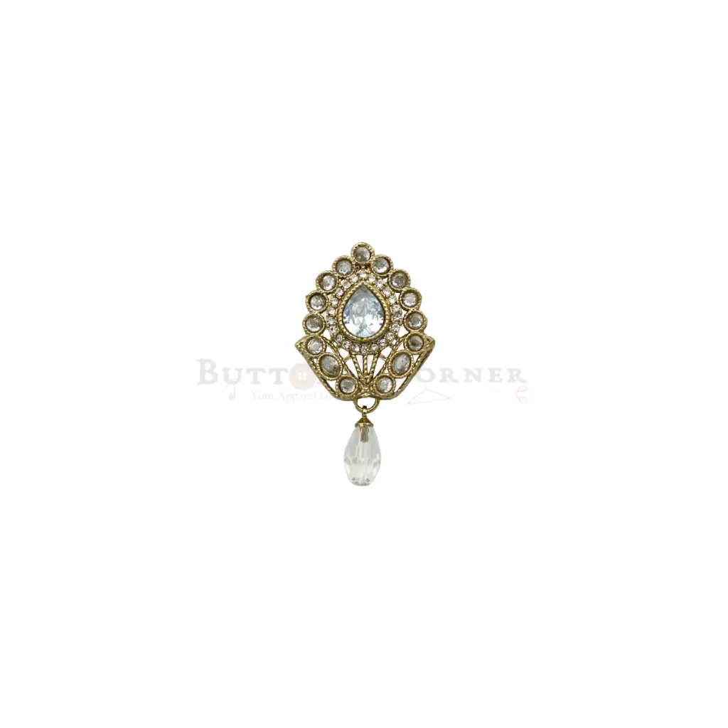 Victorian Style Filigree Design Meenakaar Button with Rhinestone