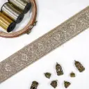 Decorative Leaf & Blossom Pattern Fancy Metallic Yarn Sequence Lace