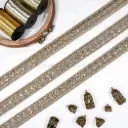 Fancy Metallic Yarn Sequence Lace with Leaf Pattern