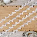 Wave Edge with Floral Pattern Shuttle Lace