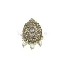 Imperial Teardrop Stone-Set with Pearl Hanging Drops, Fancy Kundan Button
