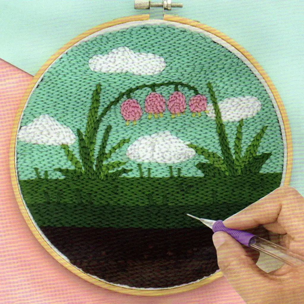 Lily of The Valley Embroidery Punch Needle DIY Kit