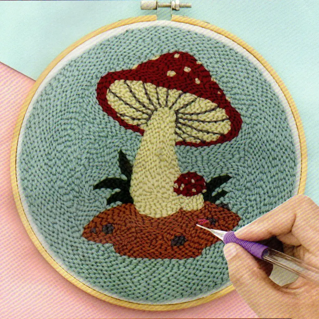 Woodland Mushroom Embroidery Punch Needle DIY Kit