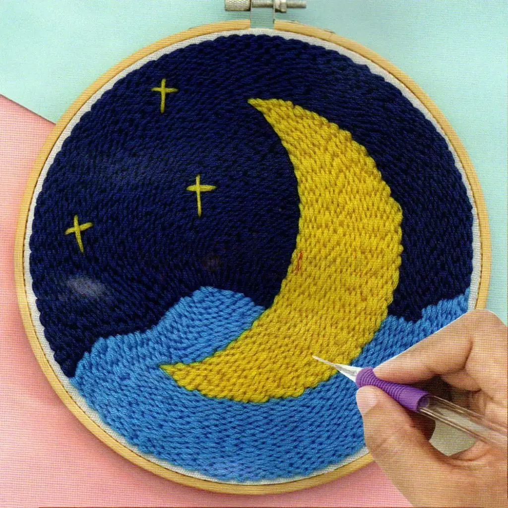 Night Sky of Ocean Theme Embroidery Punch Needle DIY Kit