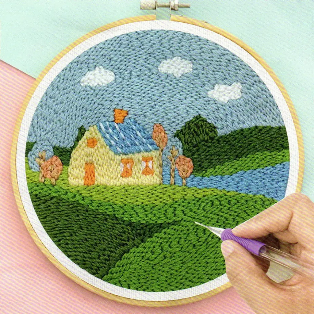 Countryside Theme Embroidery Punch Needle DIY Kit