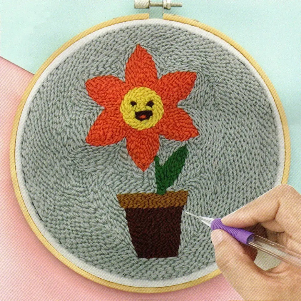 Planted Sunflower Design Embroidery Punch Needle DIY Kit