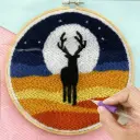 Swamp Deer Night Theme Embroidery Punch Needle DIY Kit