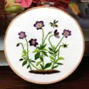 Purple Violet Flower & Bee Hand Embroidery Kit