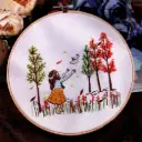 Autumn Forest Girl & Bird Embroidery Kit