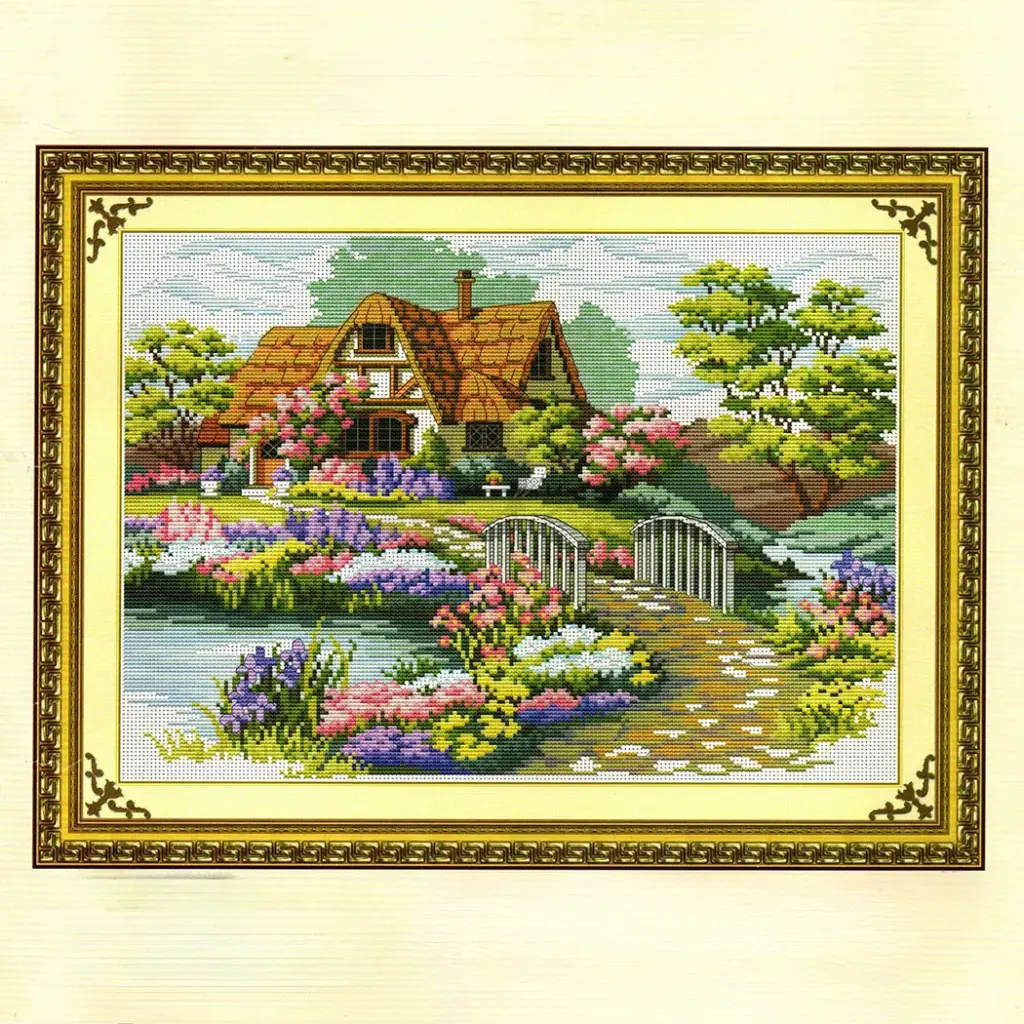 Garden, Lake & Cottage Cross Stitch Kit