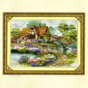 Garden, Lake & Cottage Cross Stitch Kit