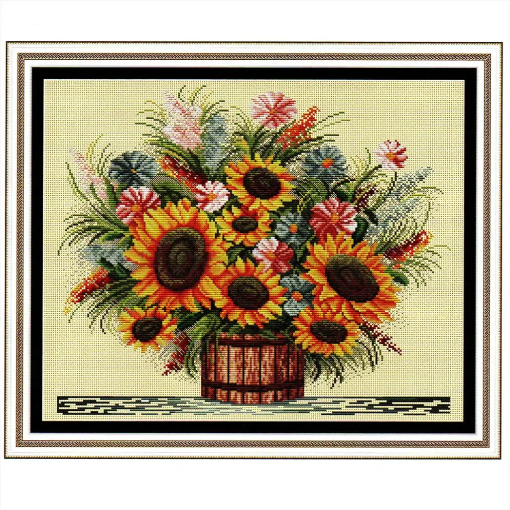 Potted Sunflower Cross Stitch Kit