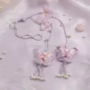 Sequenced Organza Butterfly Embroidered Tassel Cord with Hanging Beads