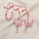 Sequenced Organza Butterfly Embroidered Tassel Cord with Hanging Beads