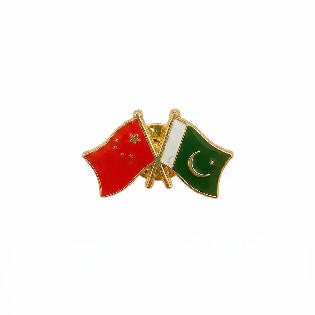 Pakistan & China Friendship Cross Flag Lapel Pin