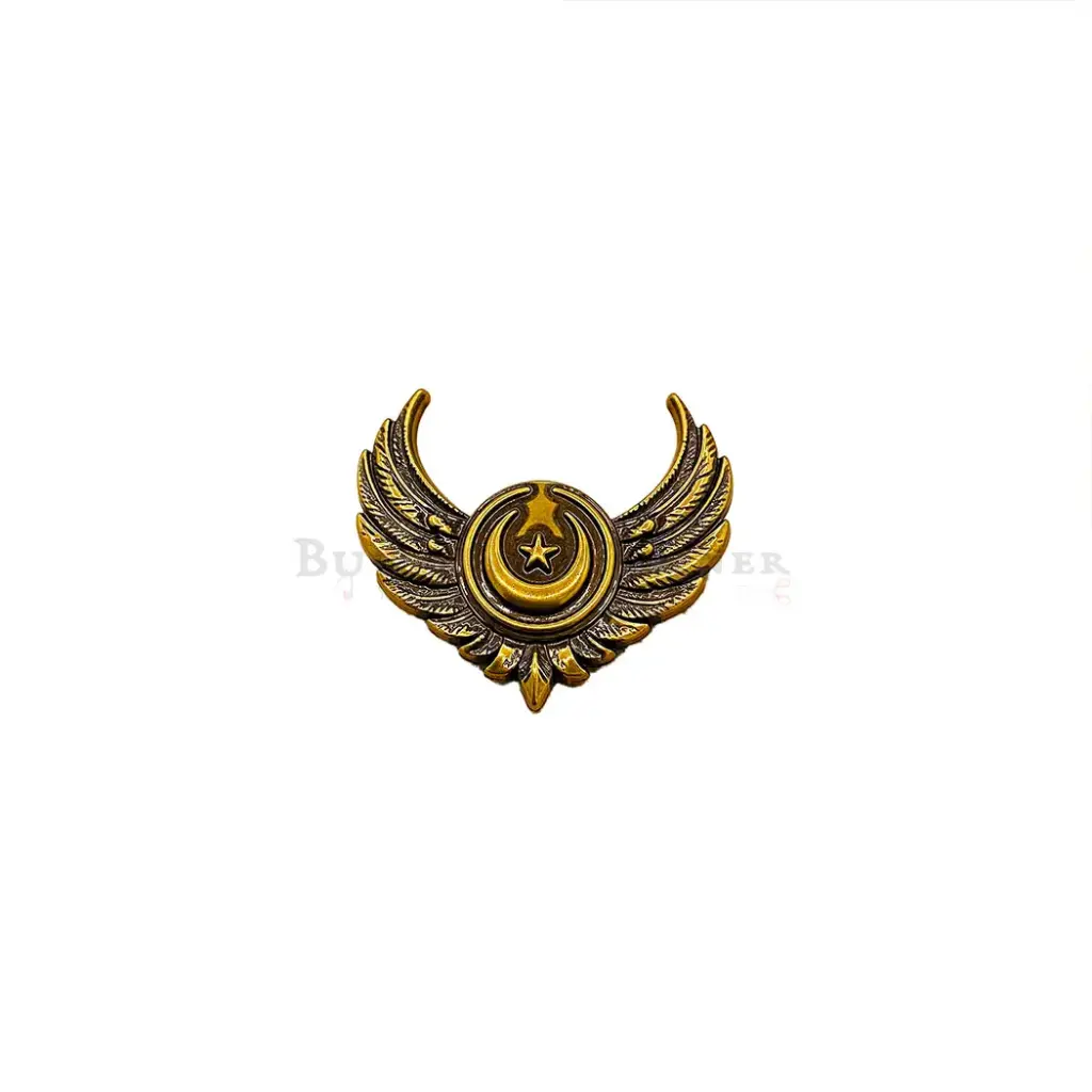 Crescent, Star & Gilded Feather Brooch Pin