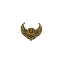 Crescent, Star & Gilded Feather Brooch Pin
