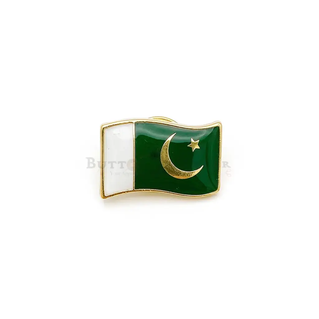 Waving National Flag of Pakistan, Lapel Pin