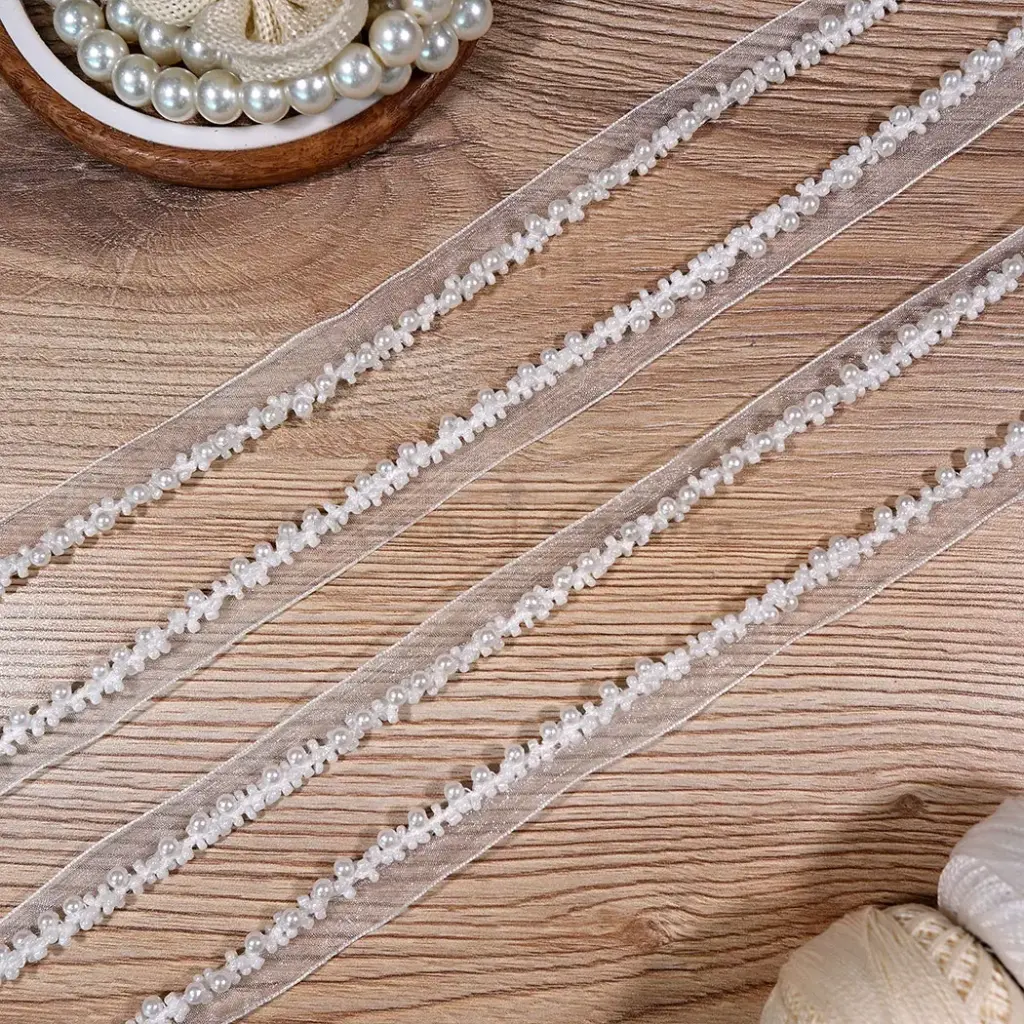 Decorative Edge with Pearl & Bead Accents Fancy Lace