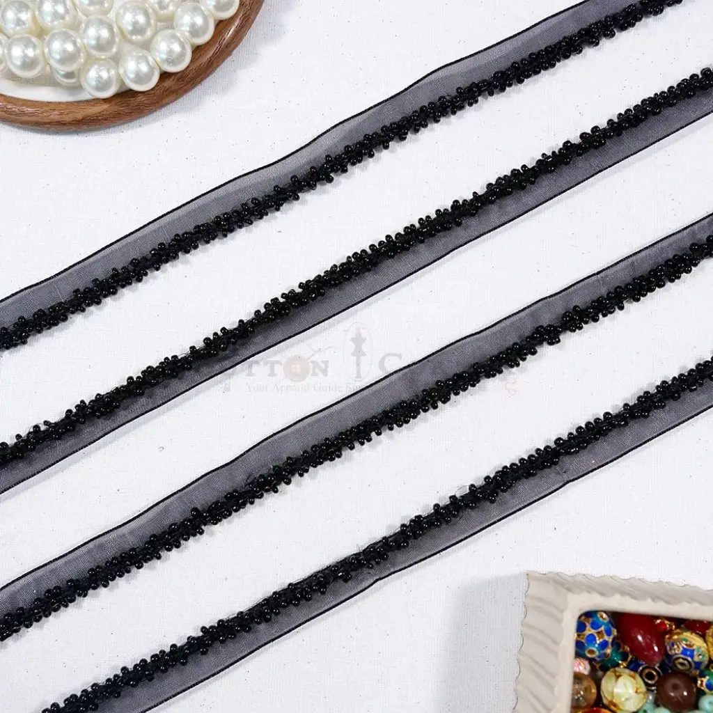 Decorative Beaded Edge Fancy Organza Lace