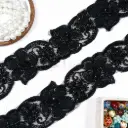 Decorative Glass Bead Blossom Pattern with Sequence Embellishment Fancy Lace