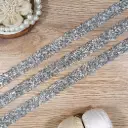 Sparkling Glass Bead & Rhinestone with Pearl Accents Stick-on Lace