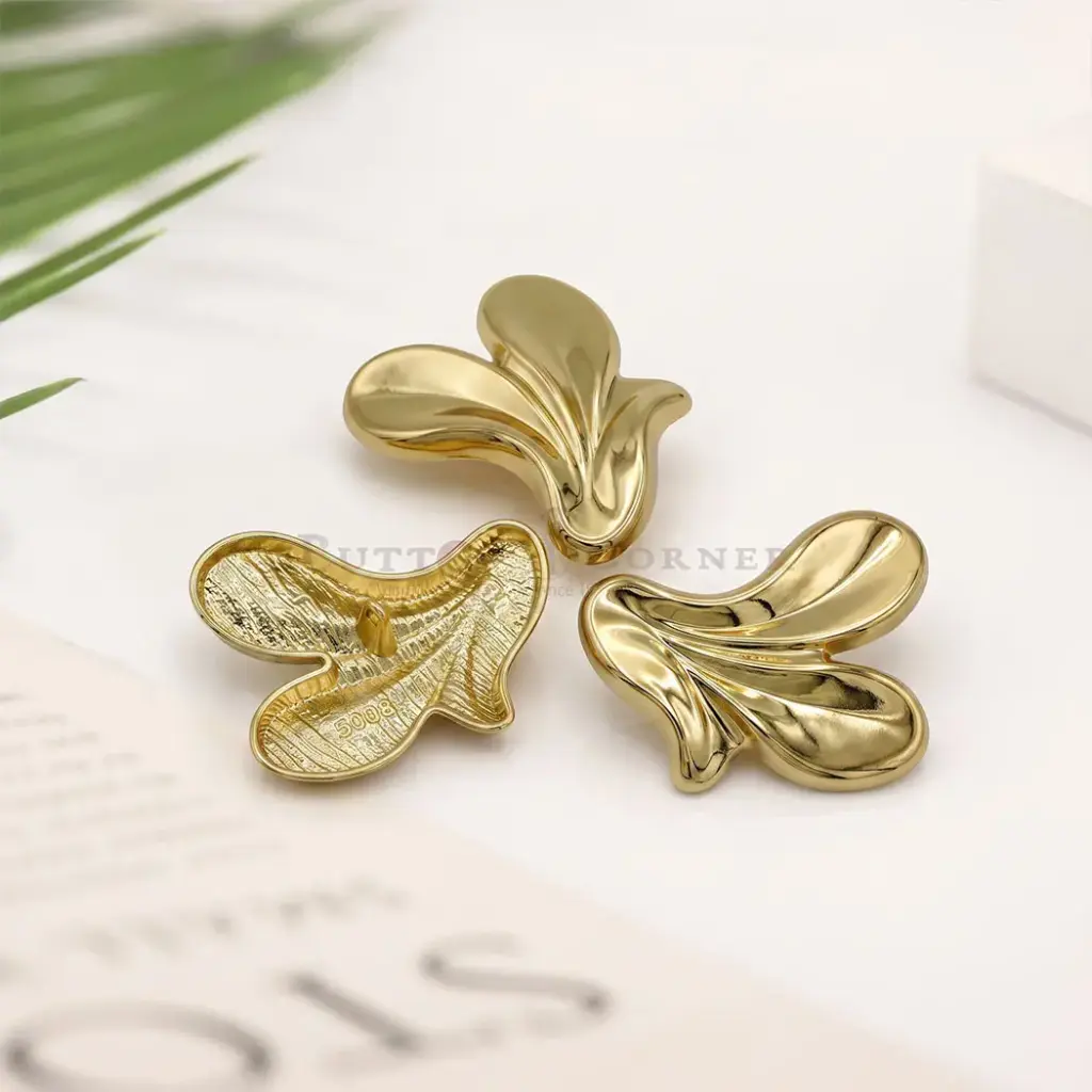 Organic Asymmetrical Design Petal Flower Oversized Button