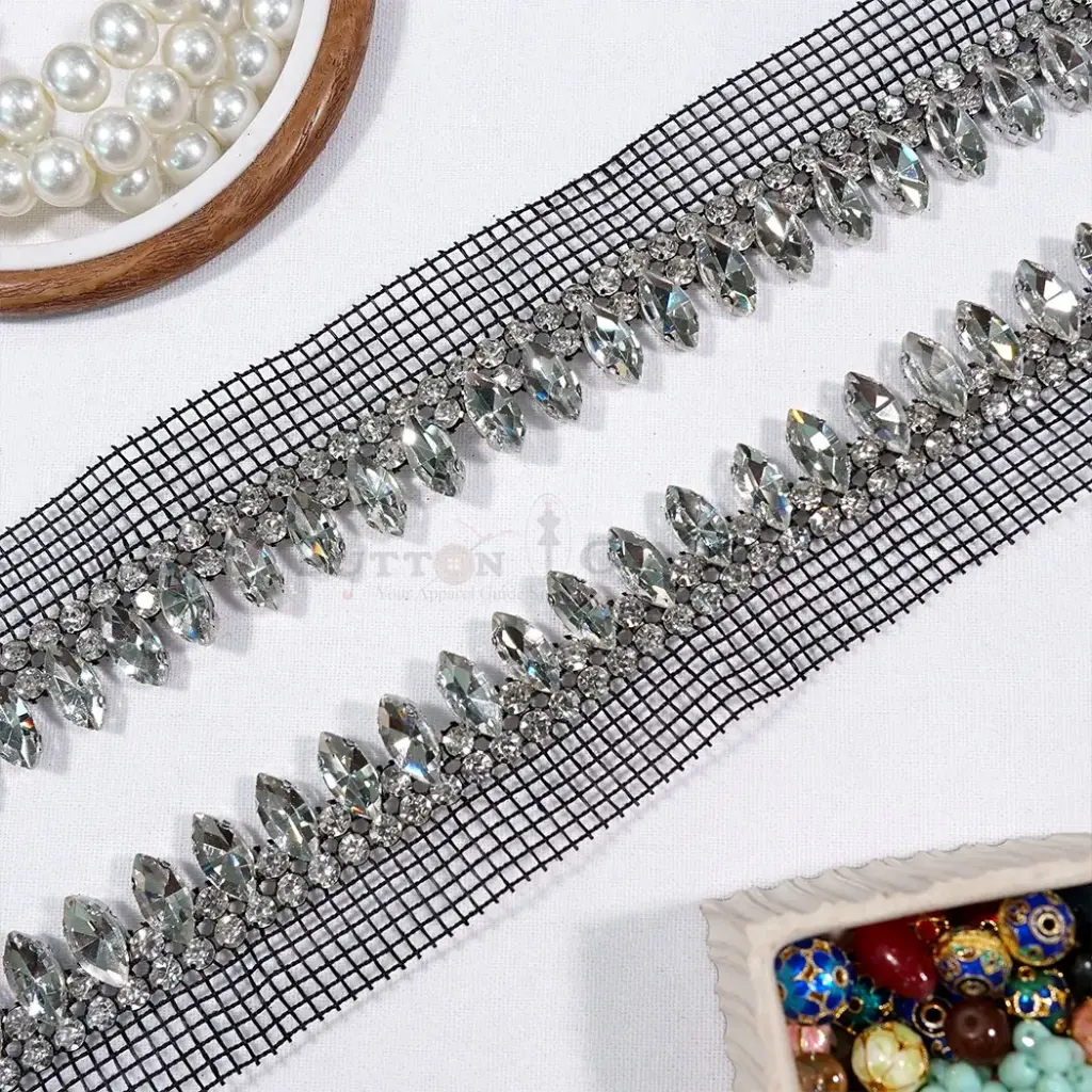 Decorative Edge with Rhinestones Fancy Lace