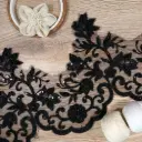 Vine Leaf Pattern Fancy Lace with Sequence & Glass Bead Embellishment