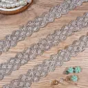 Wave Edges with Decorative Pearl & Stone Embellished Centre Stick-on Lace