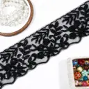 Wavy Border with Geometric Floral Pattern Fancy Glass Bead & Sequence Lace