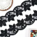 Leaf Design Glass Beads & Sequence Embellishment Fancy Lace
