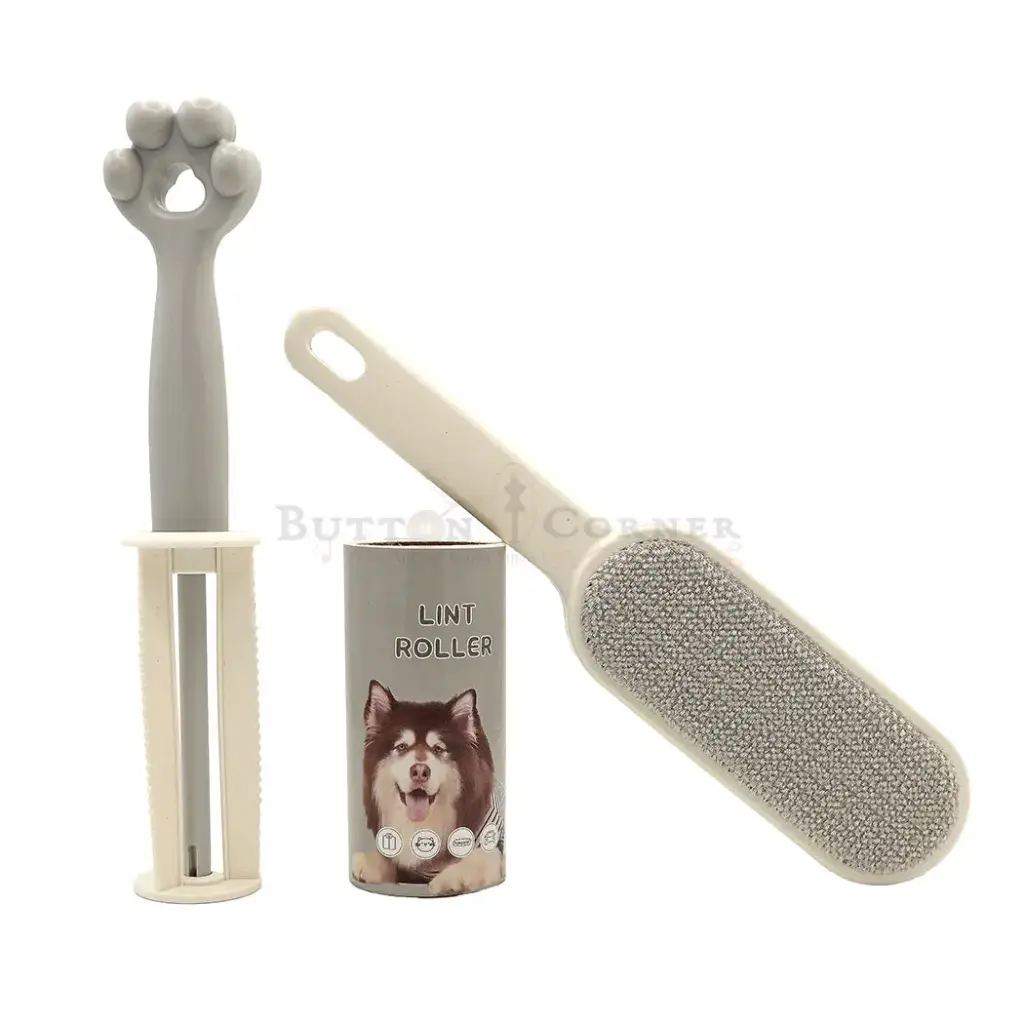 Pet Hair Remover Lint Roller & Grooming Brush Set