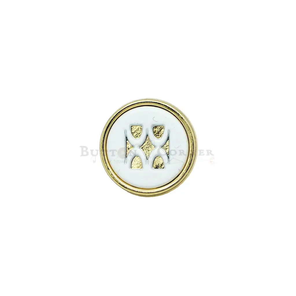 Light Gold Plated Debossed Centre Emblem with Outer Ring Shirt Button