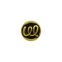 Calligraphy "W" Round Shank Button with Raised Rim