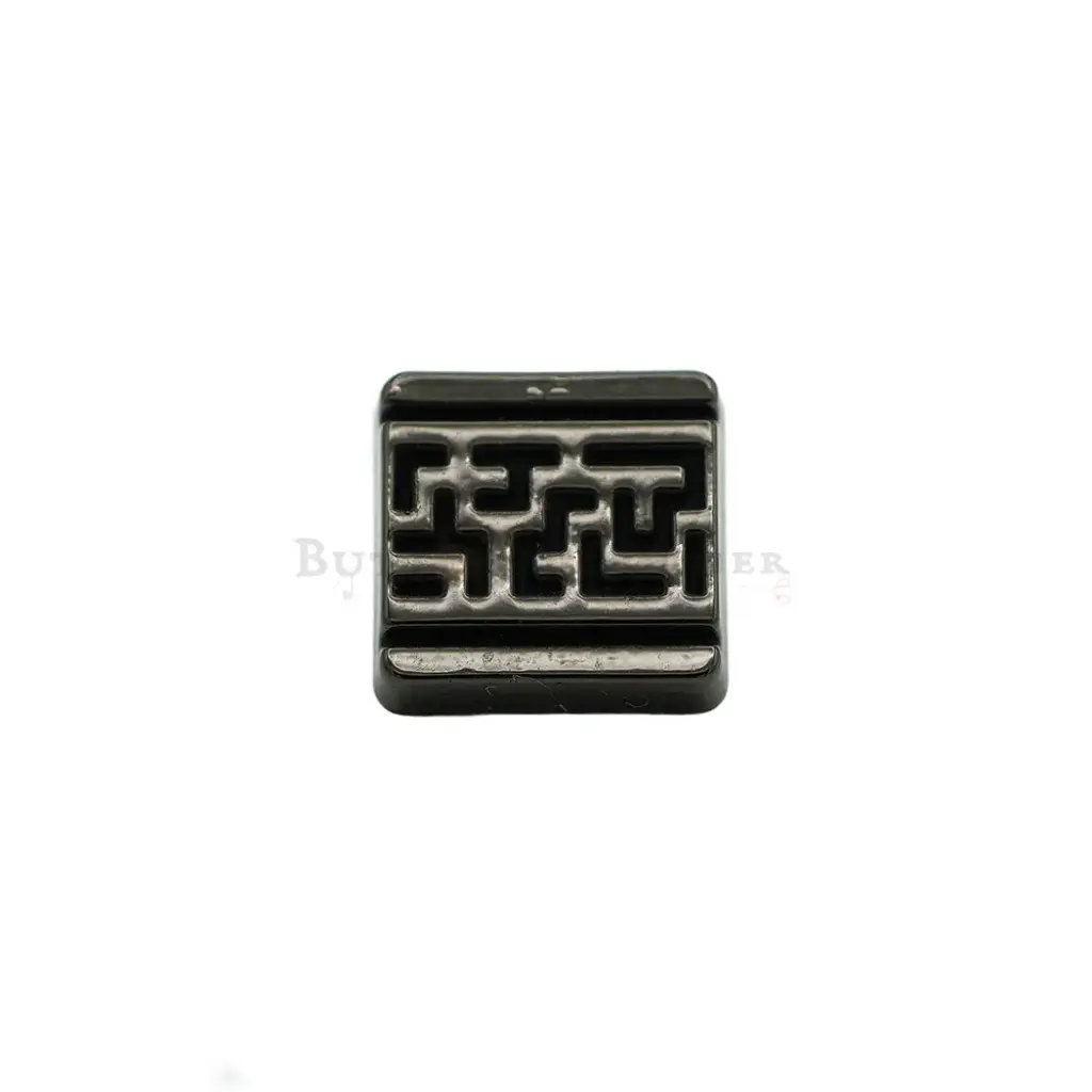 Nontoxic Gun Black Plated Labyrinth Maze Pattern Inlay Square-Shaped Shirt Button